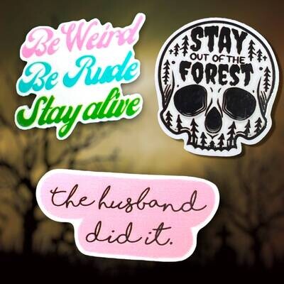 Stay Weird - Rude - Husband Did It - Stay Out Of The Forest - True Crime Podcast - Murder - Acrylic - Needle Minder - Needle - Pin - Magnet