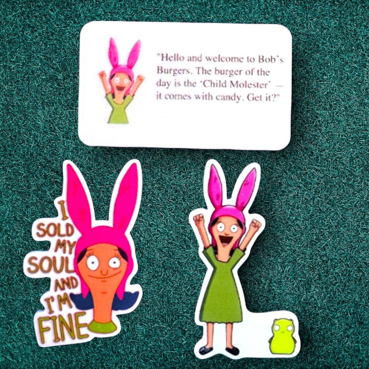 Bobs Burgers - Louise - Sold My Soul - Kuchi Koppi - Child Molester Burger - Acrylic - Needle Minder - Needle - Pin - Magnet
