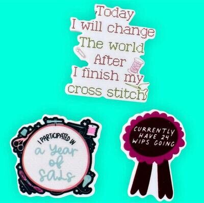 Participated Year Of Sal - Stitch Along - Wips - Change The World - Cross Stitcher - Acrylic - Minder - Needle - Pin - Magnet