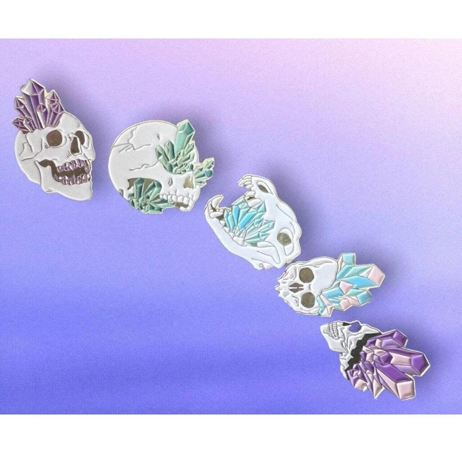 Crystal - Set Of 5 - Skull - Animal - Needle Minder - Needle - Pin - Magnet