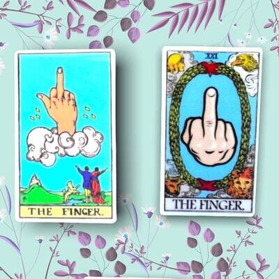 The Finger - Middle - Birdie - Flip Off - Tarot Card - Witchy - Spiritual - Psychic - Funny - Acrylic - Minder - Needle - Pin - Magnet