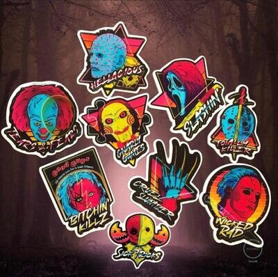 Set Of 9 - Horror Movie - Scream - Nightmare - Pennywise - Chucky - Jason - Myers -  Hellraiser - Acrylic - Minder - Needle - Pin - Magnet