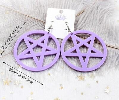 Pentagram - Circle - Witchy - Witch - Costume Jewelry - Post Earrings - Small - Kid - Child - Teen - Popular - Gift - Present
