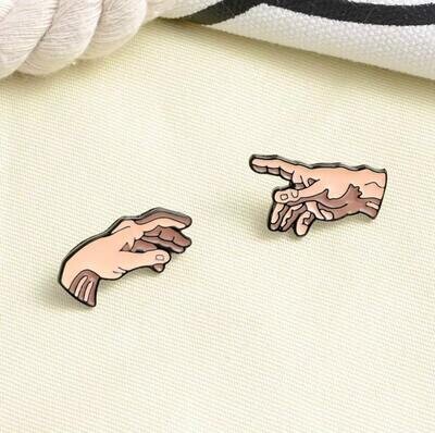 Set Of 2 - Touching Hands - Painting - Art - Artist - Painter - Minder - Needle - Pin - Magnet