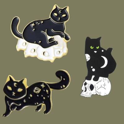Witchy Kitty - Cat - Skull - Halloween - Minder - Needle - Pin - Magnet
