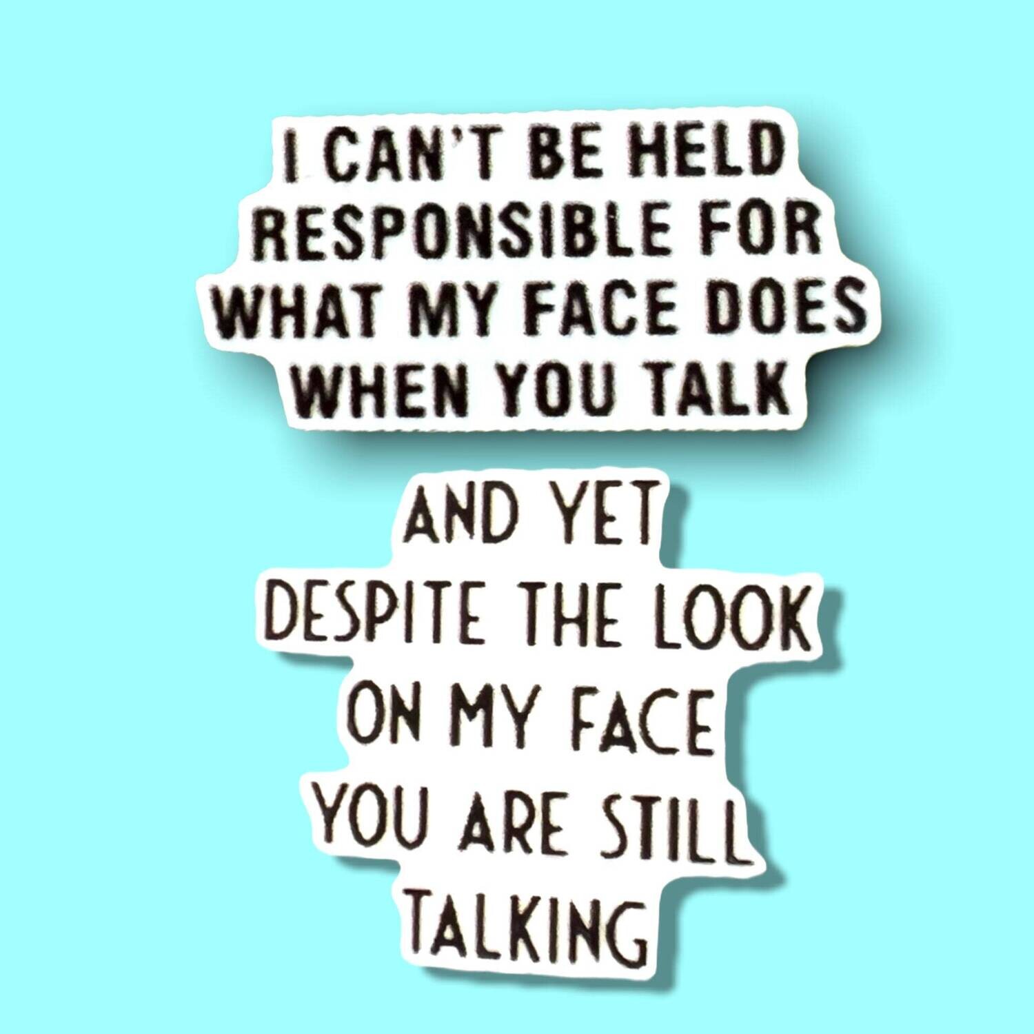Can’t Be Held Responsible - Despite The Look On My Face - Funny - Snarky - Acrylic - Needle Minder - Needle - Pin - Magnet