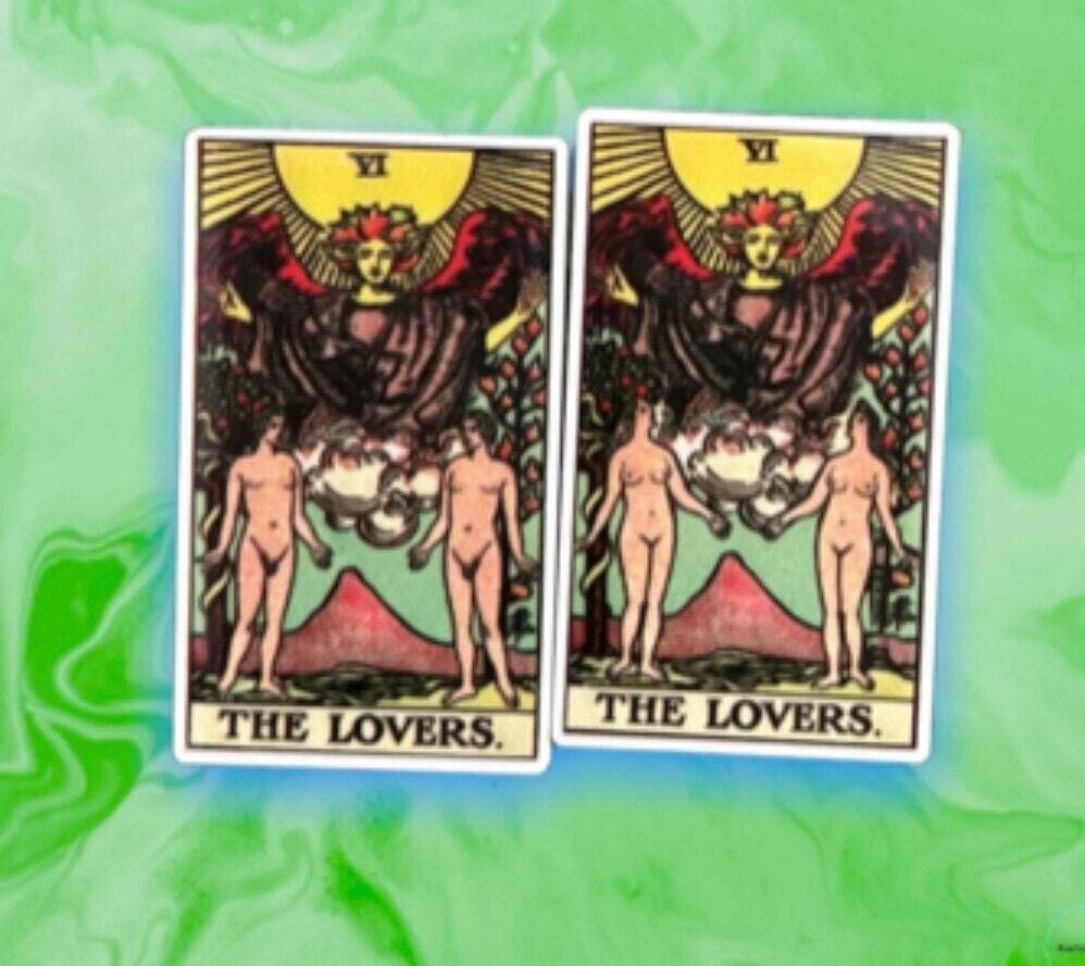 Tarot - Lovers - Men - Women - Gay - LGBTQ - Same Sex - Acrylic - Minder - Needle - Pin - Magnet