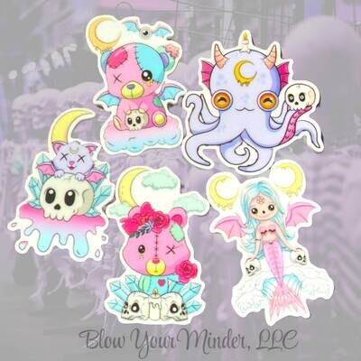 Octopus - Mermaid - Bear - Cute - Gothic - Goth - Kawaii - Cute - Chibi - Acrylic - Minder - Needle - Pin - Magnet