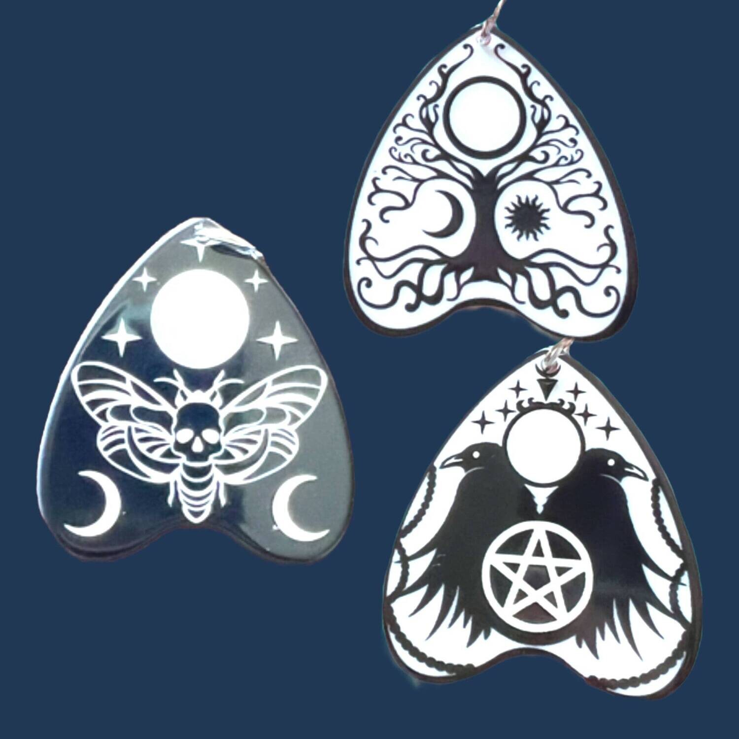 Planchette - Ouija - Game - Summon - Witchy - Halloween - Charm - Acrylic - Minder - Needle - Pin - Magnet