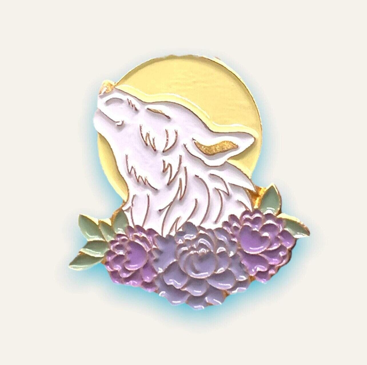 Wolf - Howling - White - Moon - Minder - Needle - Pin - Magnet