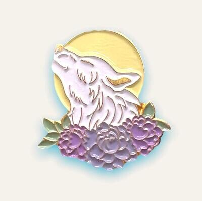 Wolf - Howling - White - Moon - Minder - Needle - Pin - Magnet