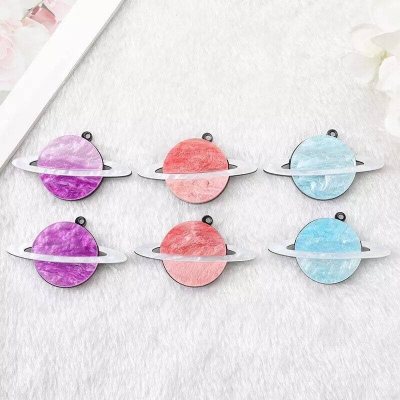 Saturn - Space - Planet - Charm - Acrylic - Minder - Needle - Pin - Magnet