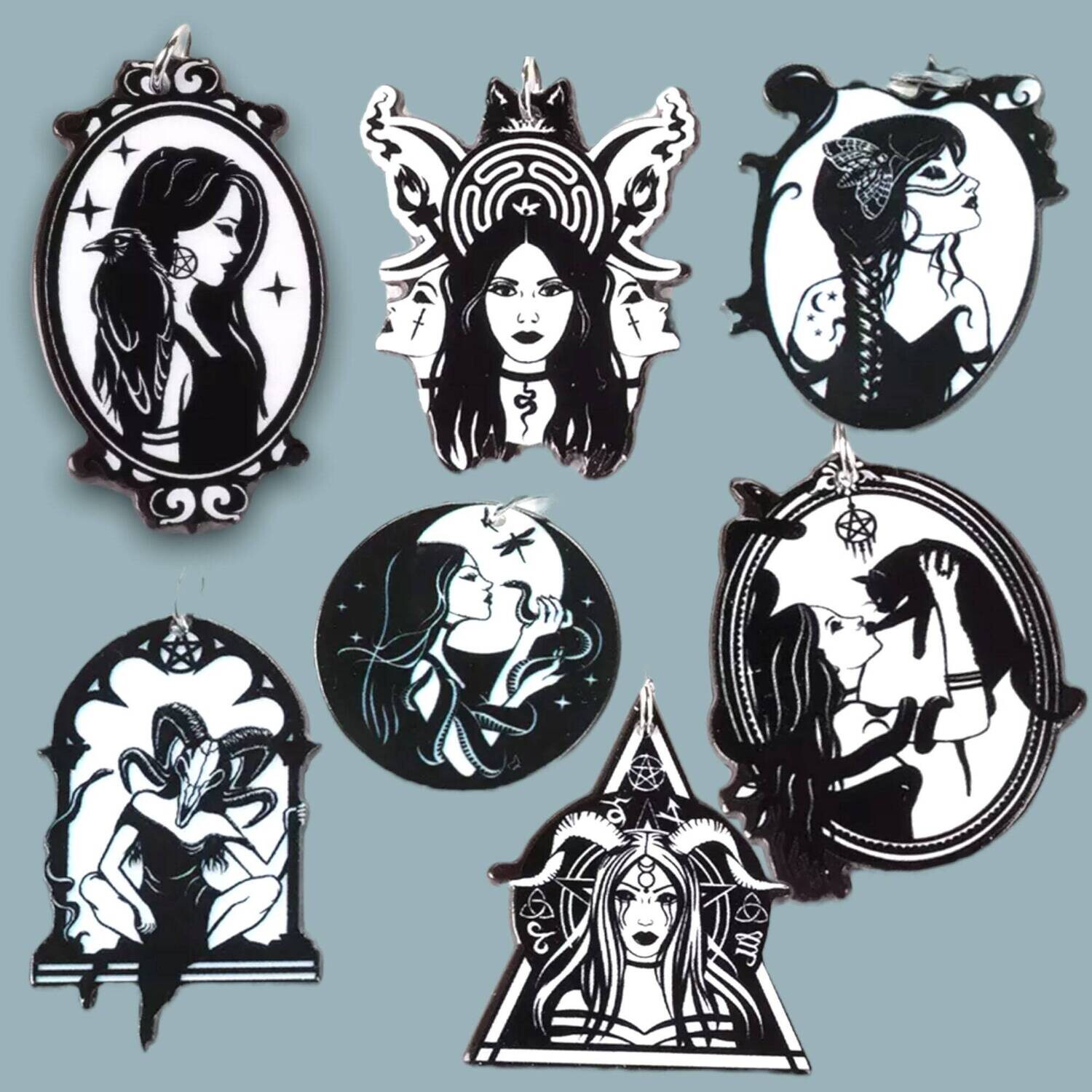Witchy - Witch - Gothic - Goth - Charm - Raven - Snake - Crow - Cat - Phase - Moon - Needle Minder - Needle - Pin - Magnet