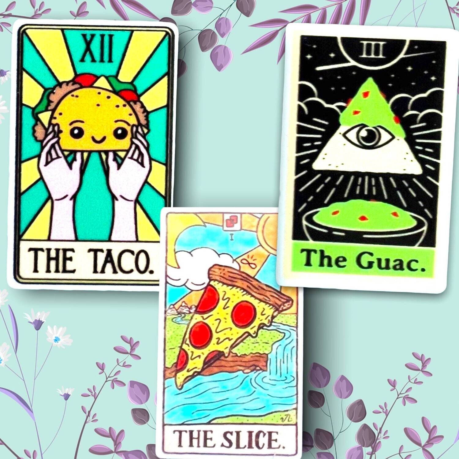 The Taco - Guac - Guacamole - The Pizza Slice - Tarot Card - Witchy - Spiritual - Psychic - Funny - Acrylic - Minder - Needle - Pin - Magnet