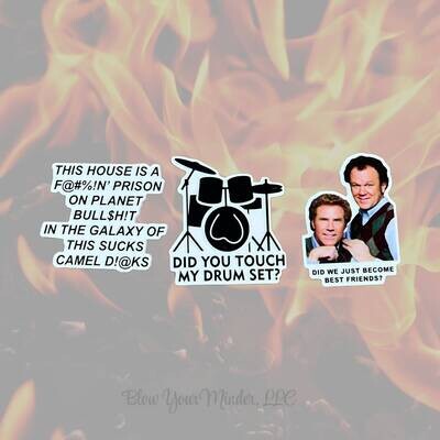 Step Brothers - Prison - Best Friends - Drum Set - Planet Bullshit - Comedy - Acrylic - Needle Minder - Needle - Pin - Magnet