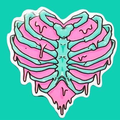 Rib - Heart - Gore - Halloween - Bones - Acrylic - Minder - Needle - Pin - Magnet