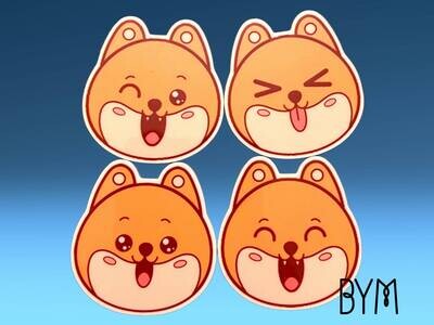 Set Of 4 - Shiba Uni - Dog - Kawaii - Chibi - Needle Minder - Needle - Pin - Magnet- Acrylic