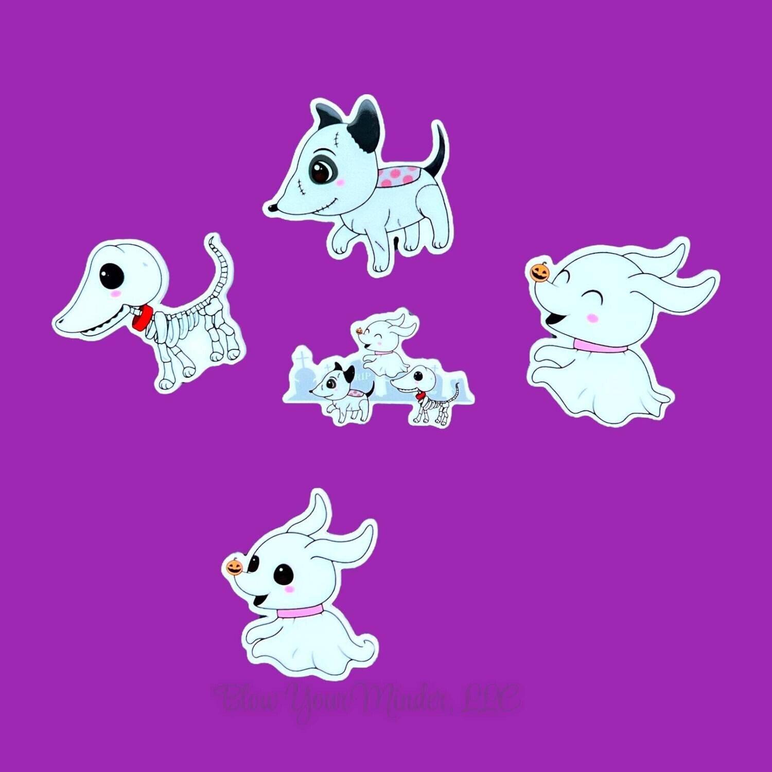 Spoopy Pups Frankenweenie - Sparky - Corpse Bride - Zero - Scraps - Frankenstein - Acrylic - Needle Minder - Acrylic - Needle - Pin - Magnet