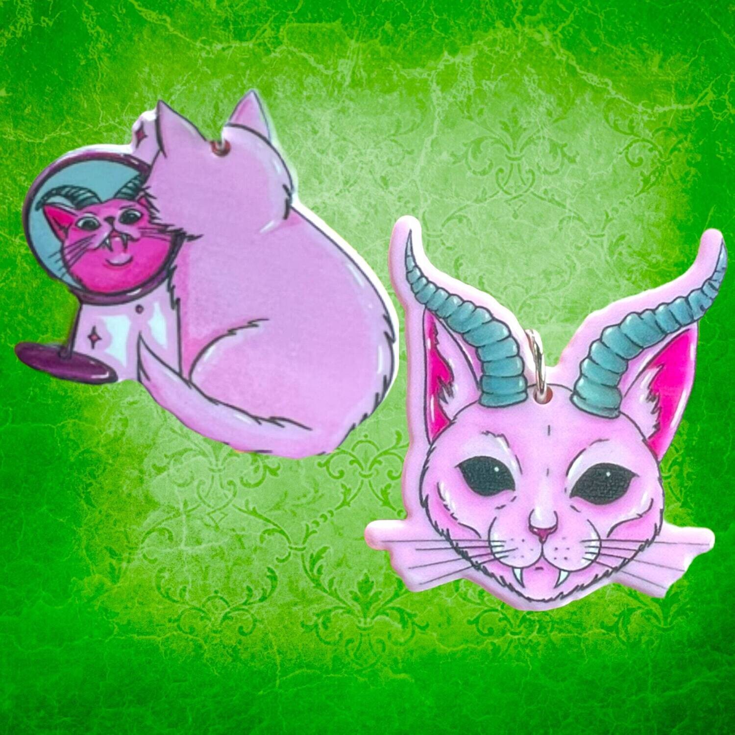 Devil Cat - Evil - Hell - Lucifer - Charm - Acrylic - Minder - Needle - Pin - Magnet