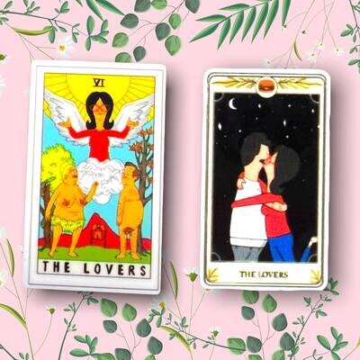 The Lovers - Tv Show - Funny - Bobs Burgers - Tarot Card - Witchy - Spiritual - Psychic - Funny - Acrylic - Minder - Needle - Pin - Magnet