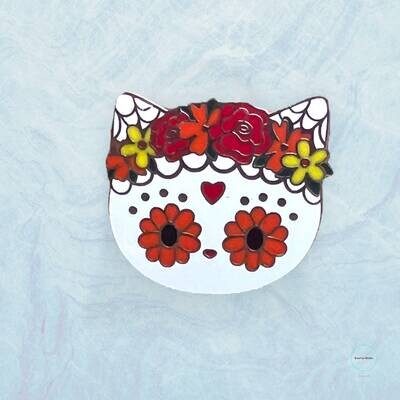 Cat - Kitten - Sugar Skull - Needle Minder - Pin - Magnet