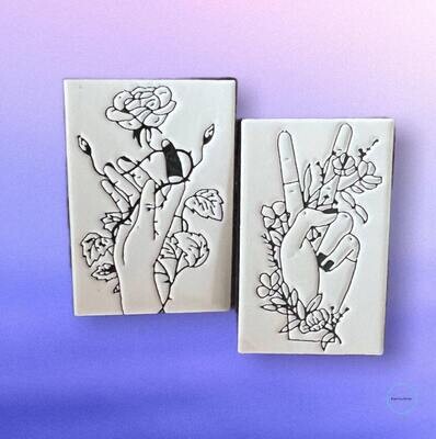 Simple - Flower - Peace - Hands - Simplistic - Needle Minder - Pin - Magnet