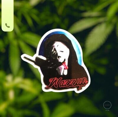 Weed - Wazzup - Scary Movie - Ghost Face - Marijuana - Mary Jane - High - THC - Acrylic - Needle Minder - Pin - Magnet