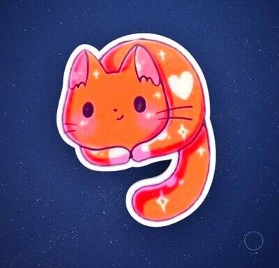 Orange Star Cat - Kitten - Kitty - Tail - Acrylic - Needle Minder - Pin - Magnet