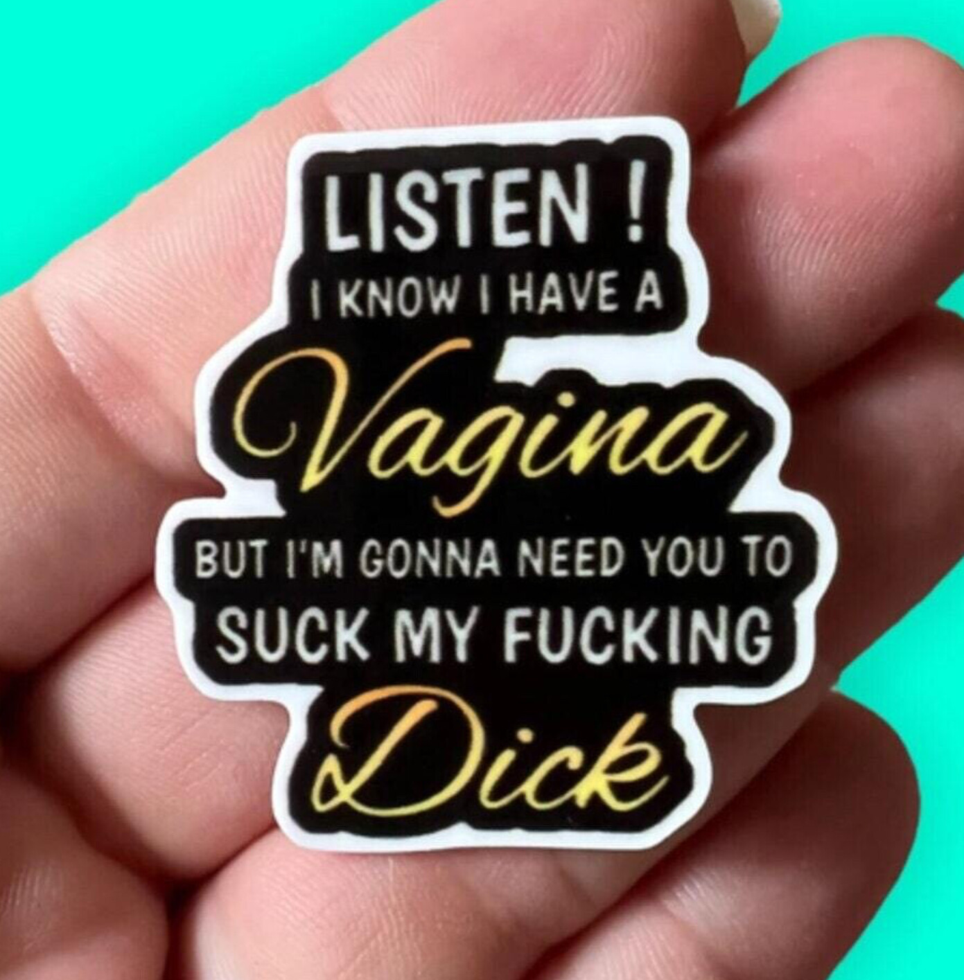 I Know I Have A Vagina - Suck My Dick - Acrylic - Needle Minder - Needle - Pin - Magnet, Style: 1