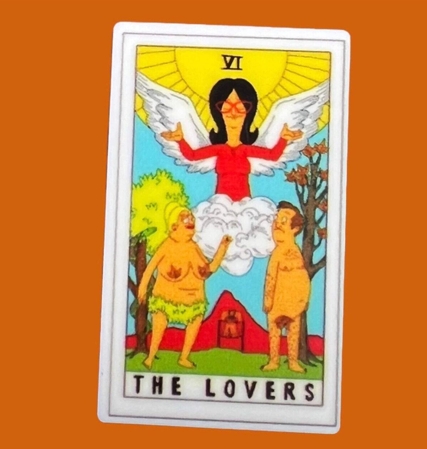 The Lovers - Tv Show - Funny - Bobs Burgers - Tarot Card - Witchy - Spiritual - Psychic - Funny - Acrylic - Minder - Needle - Pin - Magnet, Style: 1