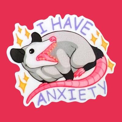 I Have Anxiety - Opossum x Mental Health - Funny - Scream - Pretend To Be Dead - Acrylic - Needle Minder - Pin - Magnet