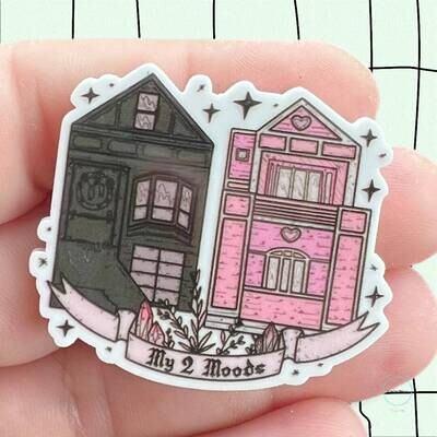 House - Two Moods - Acrylic - Needle Minder - Pin - Magnet