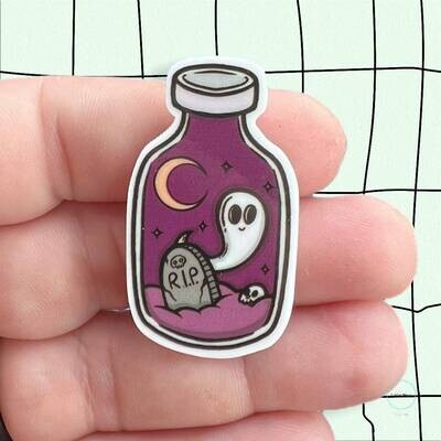 Ghost In A Jar - Halloween - Purple - Spirit - Cute - Acrylic - Needle Minder - Pin - Magnet
