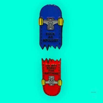 Set Of 2 - F An Apology - Skateboard - Snarky - Sorry - Needle Minder - Pin - Magnet