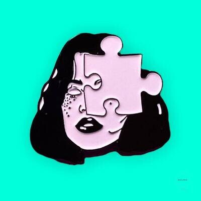 Puzzle - Beauty - Woman - Female - Girl - Goth - Gothic - Dark Needle Minder - Pin - Magnet