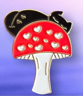 Mushroom - Cat - Fungi - Nature - Toadstool - Needle Minder - Pin - Magnet
