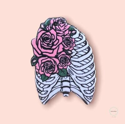 Flower Ribs - Skeleton - Acrylic - Needle Minder - Pin - Magnet