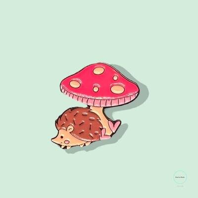 Hedgehog - Mushroom - So Cute - Needle Minder - Pin - Magnet