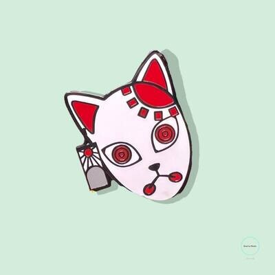 Japanese Cat - Kitten - Demon - Mask - Needle Minder - Pin - Magnet