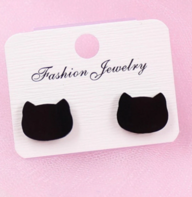 Cat - Costume Jewelry - Post Earrings - Small - Kid - Child - Teen - Popular - Gift - Present