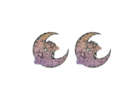 Moon - Moth - Witchy - Witch - Costume Jewelry - Post Earrings - Small - Kid - Child - Teen - Popular - Gift - Present