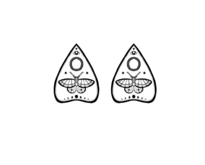 Planchette - Moth - Witchy - Costume Jewelry - Post Earrings - Small - Kid - Child - Teen - Popular - Gift - Present