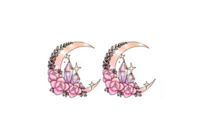 Moon - Moth - Witchy - Witch - Costume Jewelry - Post Earrings - Small - Kid - Child - Teen - Popular - Gift - Present