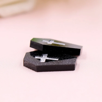 Coffin - Cross - Casket - Snarky - Funny - Acrylic - Minder - Needle - Pin - Magnet
