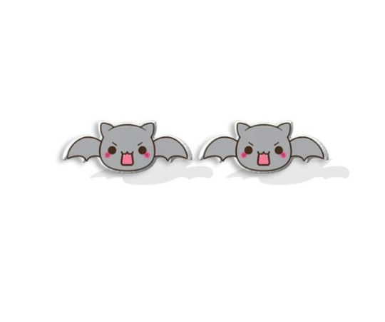Bruno The Baby Bat Witchy - Witch - Costume Jewelry - Post Earrings - Small - Kid - Child - Teen - Popular - Gift - Present