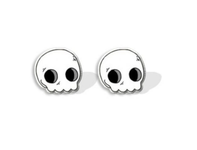 Skull - Witchy - Witch - Costume Jewelry - Post Earrings - Small - Kid - Child - Teen - Popular - Gift - Present
