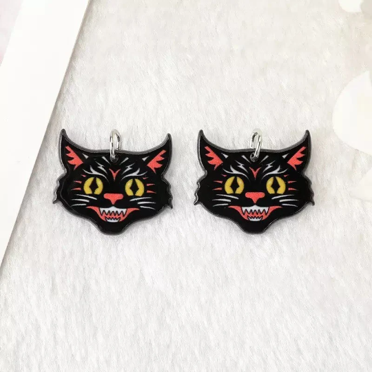 Old School Cat - Charm - Acrylic - Needle Minder - Needle - Pin - Magnet