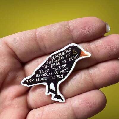 Black Bird - Singing - Beatles - Lyrics - Acrylic - Needle Minder - Pin - Magnet