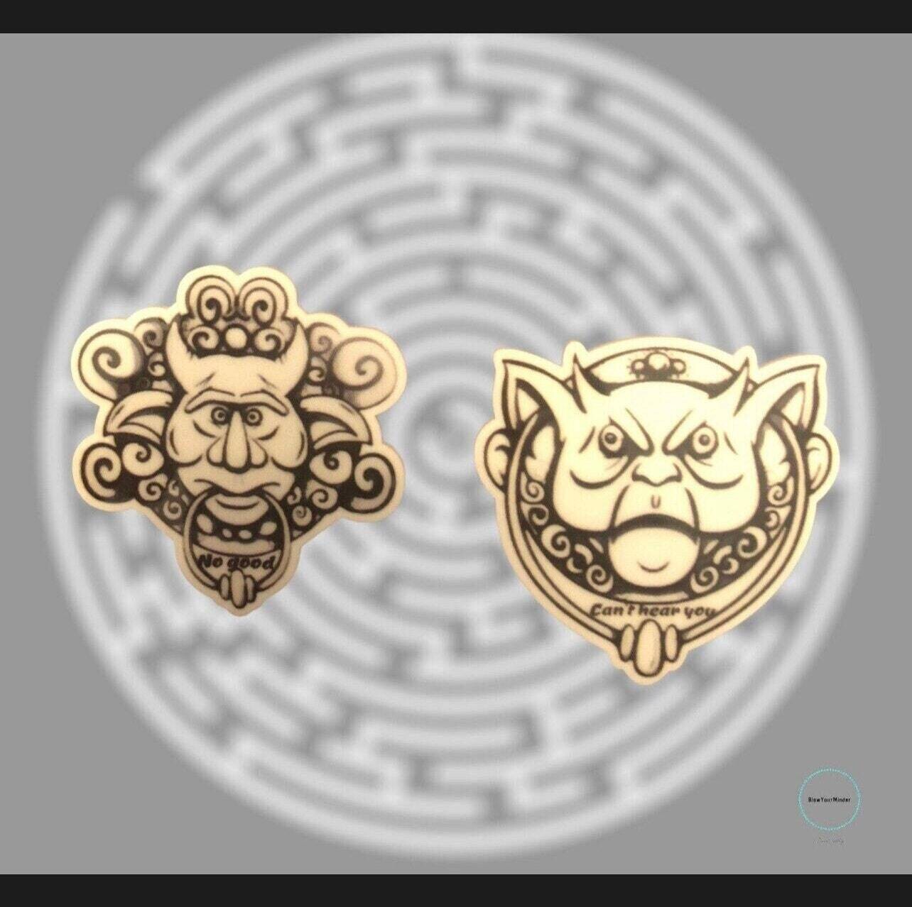 Set Of 2 - Labyrinth - Knockers - Movie - Nostalgia - Acrylic - Minder - Needle - Pin - Magnet
