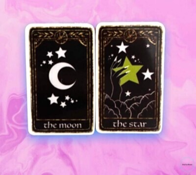 Set Of 2 - Tarot - The Moon - Star - Acrylic - Minder - Needle - Pin - Magnet